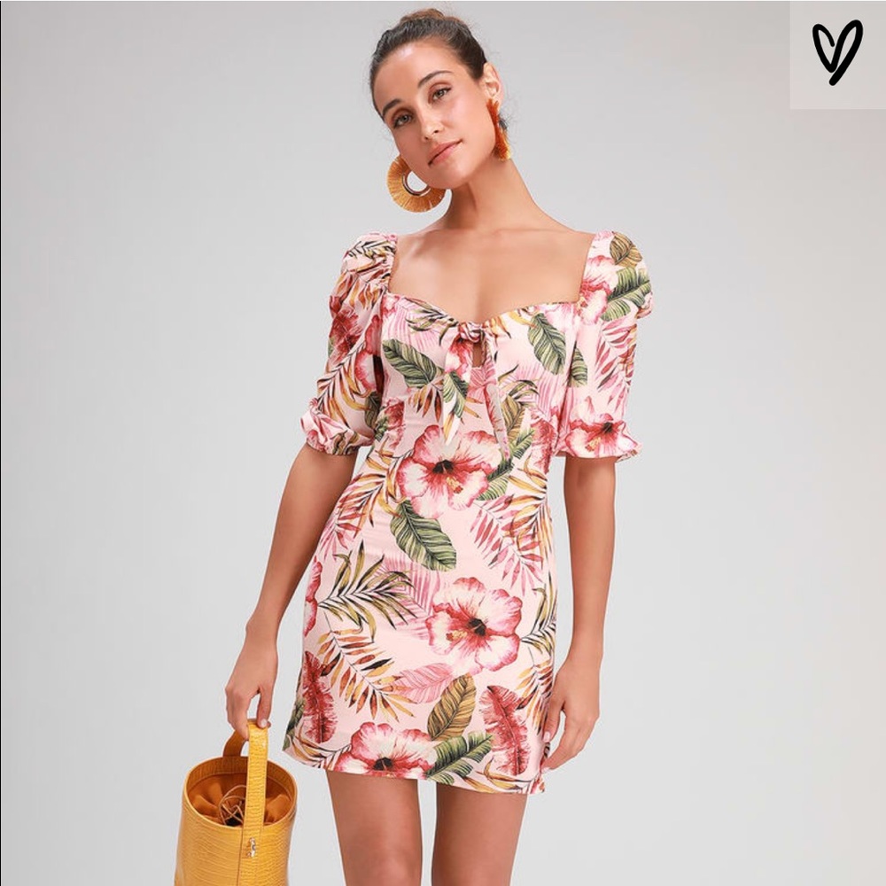 LULU’S Pink Tropical Mini Dress